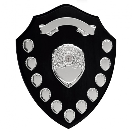 14in Black Wood Awards Shield with 11 Side Shields