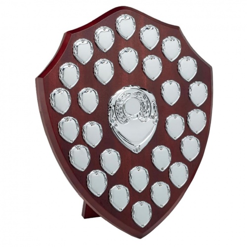 14in Large Wood Awards Shield with 28 Side Shields