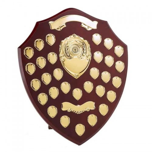 18in Wood Plaque with 30 Gold Shields