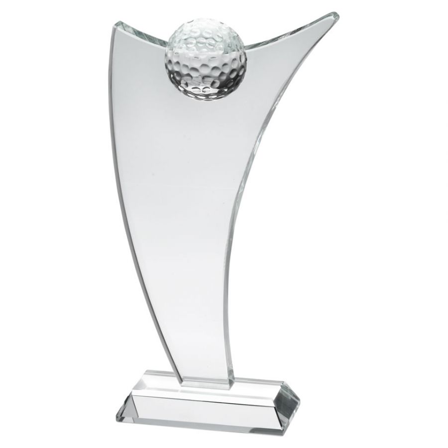 Clear Glass Sail Plaque With Half Golf Ball Awards Trophies Supplier