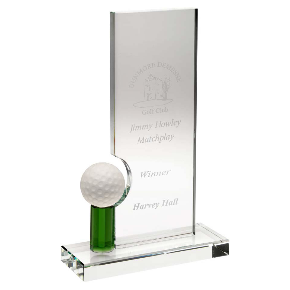 Clear & Green Glass Golf Plaque JB5003 Awards Trophies Supplier