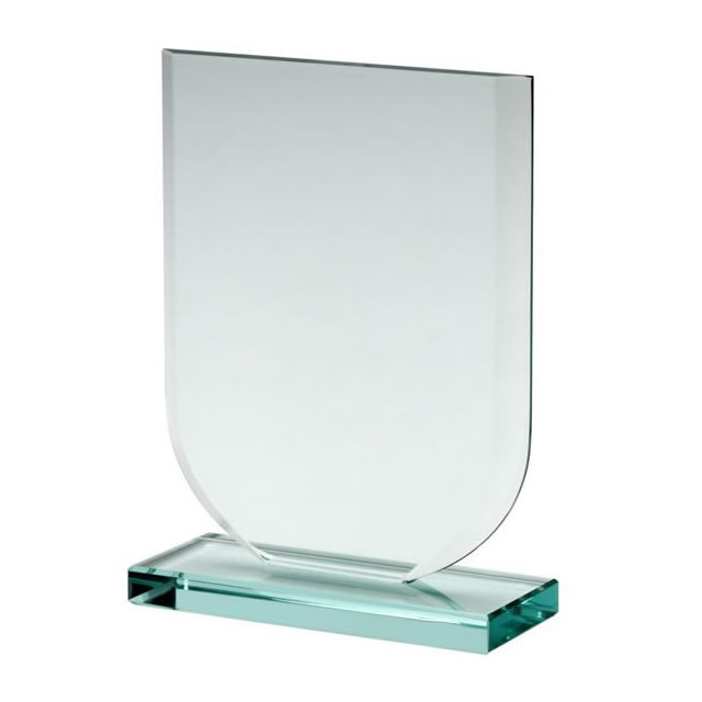 Engraved Glass Shield Award in 10mm Jade Glass - Awards Trophies Supplier