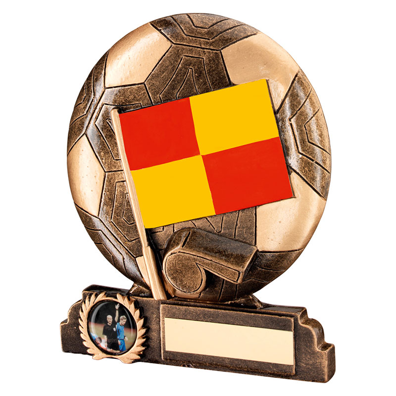 Free Engraving RF182 Football Linesman Award Officials Red & Yellow Flag Trophy 