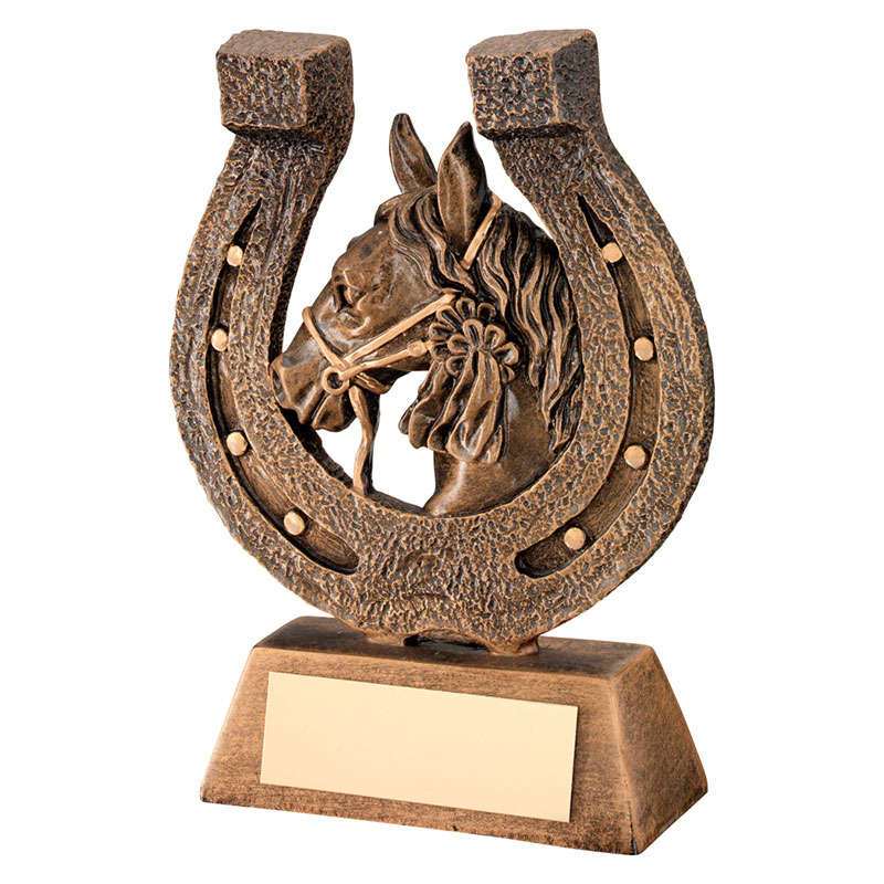 7in Resin Horseshoe Award Trophy with Engraving Plaque Awards