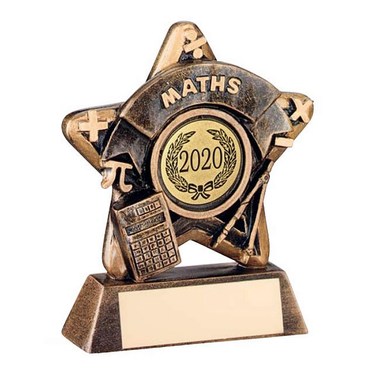 Maths Trophy Mini Star in Bronze & Gold Awards Trophies Supplier