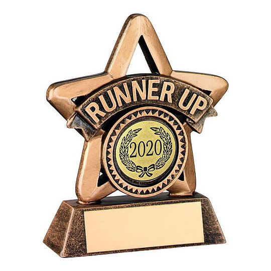 Gold Star Runner Up Trophy with Base Plaque - Awards Trophies Supplier
