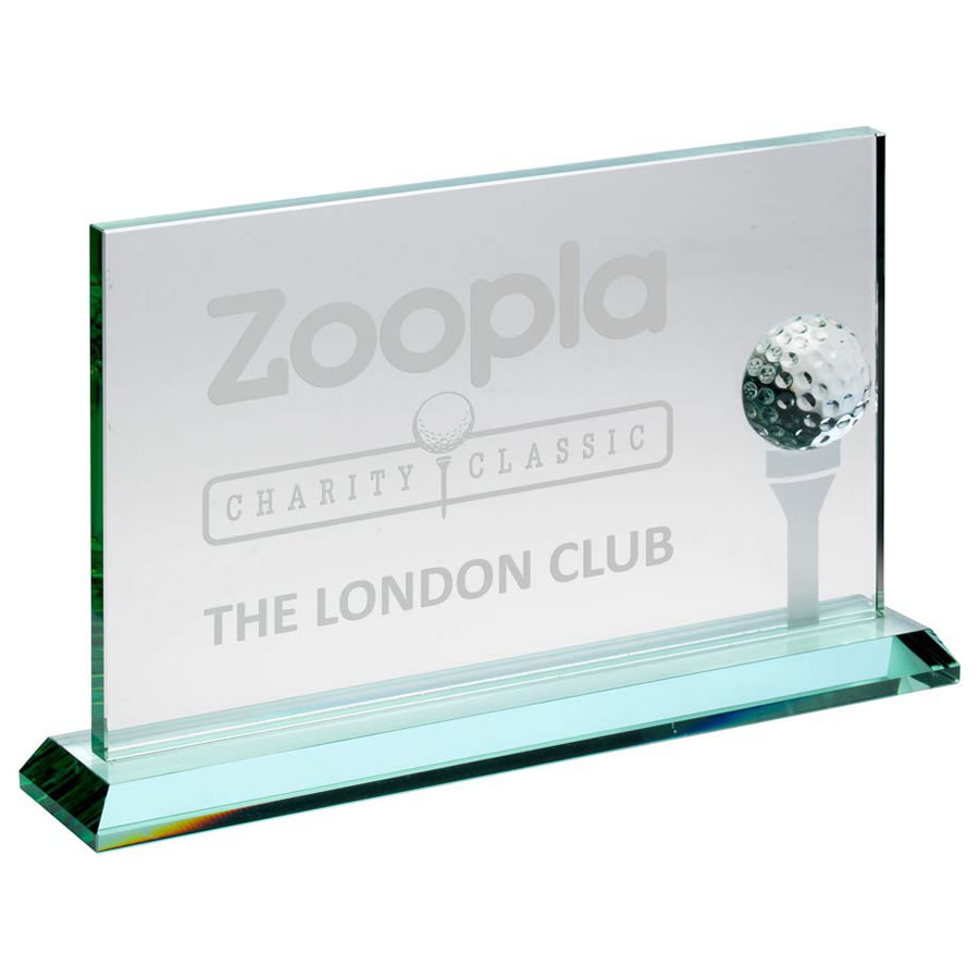 Glass Golf Plaque with 3D Golf Ball Awards Trophies Supplier