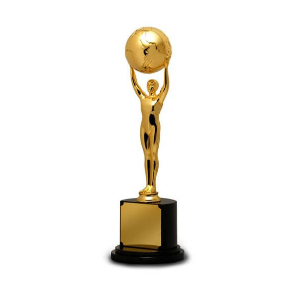 Gold Globe Statue Award - Awards Trophies Supplier