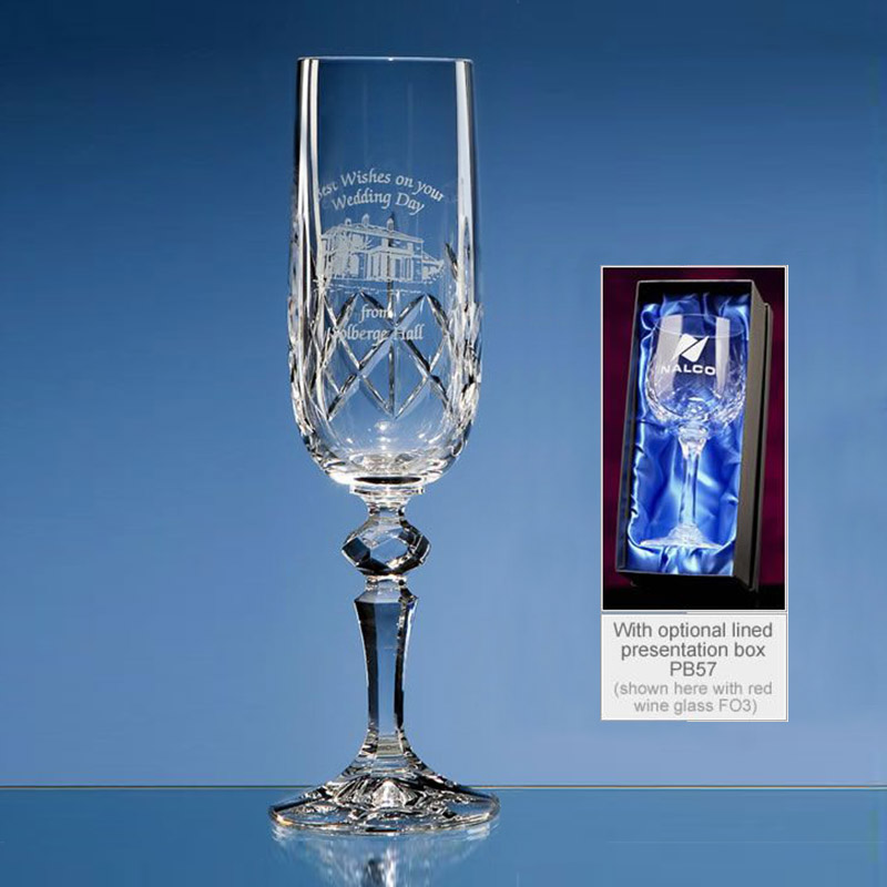 Engraved Lead Crystal Champagne Flute with Presentation Case Awards