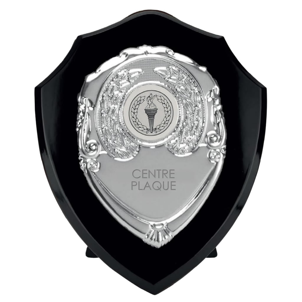 Black Wood Awards Shield with Chrome Plaque - Awards Trophies Supplier