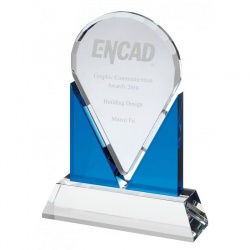 Clear & Blue Optical Crystal Award AC136