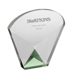5.5in Green & Clear Arch Glass Award