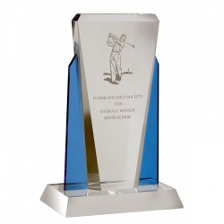 Clear & Blue Glass Plaque Award AC96