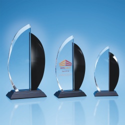 Clear & Onyx Black Optical Crystal Facet Curve Award