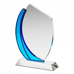 Clear & Blue Glass Plaque HC020