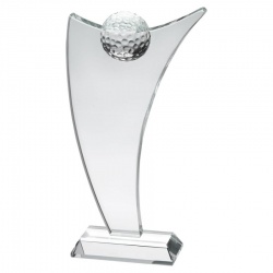 Clear Glass Sail Plaque With Half Golf Ball