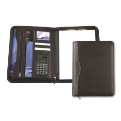 Black Houghton A4 Deluxe Zipped Folder With Calculator