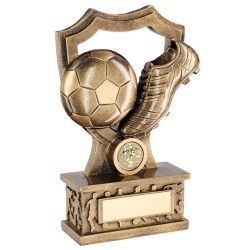 Football Ball & Boot with Shield on Plinth Trophy