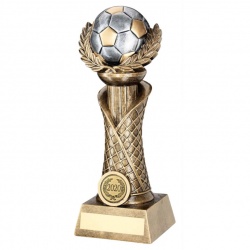 Bronze & Silver Football on Column Trophy RF551