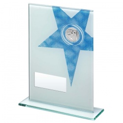 Jade Glass Blue Star Football Plaque