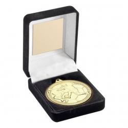 50mm Gold Football Medal in Black Presentation Box
