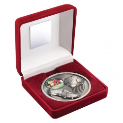4in Silver Football Medal In Red Box