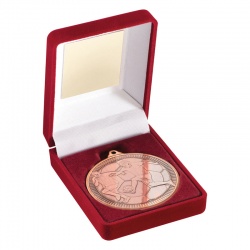 Bronze Football Medal In Red Box
