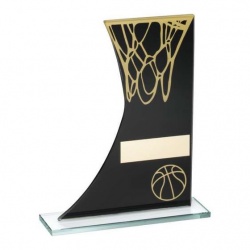 Basketball Black & Gold Glass Plaque