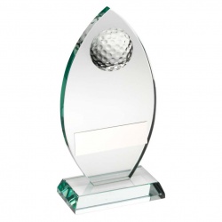 Oval Glass Plaque with Golf Ball
