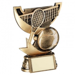 Resin Tennis Mini Trophy Cup in Bronze & Gold
