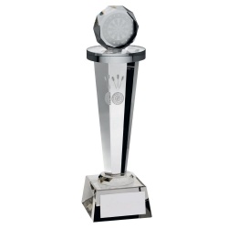 Clear Glass Darts Column Trophy