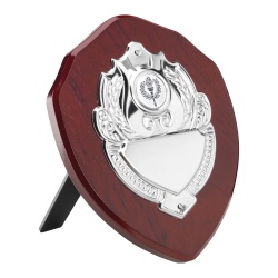 Wooden Awards Shield with Chrome Centre Plaque