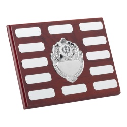 Wood Plaque with Chrome Centre & 12 Side Shields