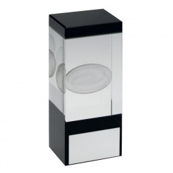 Clear & Black Glass Block with Rugby Motif