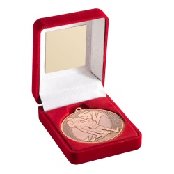 Bronze Rugby Medal With Red Case