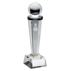 Clear Glass Cricket Column Trophy