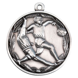 50mm Football Players Medal in Antique Silver