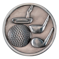 70mm Golf Medal in Antique Silver