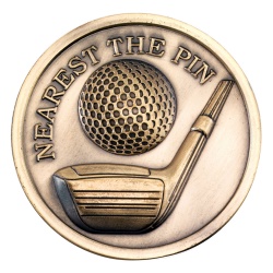 70mm Golf Nearest the Pin Medal in Antique Gold