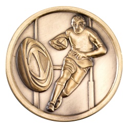 70mm Rugby Medal in Antique Gold