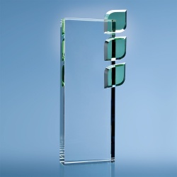 27cm Optical Crystal Eco Excellence Award with Triple Green Leaves
