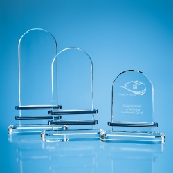 Optical Crystal Arch Award with Sapphire Blue Band
