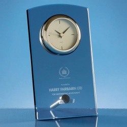 20cm Smoked Glass Rectangular Desk Clock