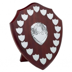 12in Wood Awards Shield with 18 Side Shields