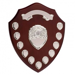 14in Wood Awards Shield with 11 Side Shields