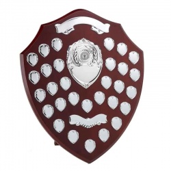 18in Wood Plaque with 30 Silver Side Shields