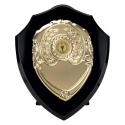 Black Wood Awards Shield with Gold Plaque