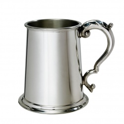 Fancy Handle Plain Pewter Pint Tankard