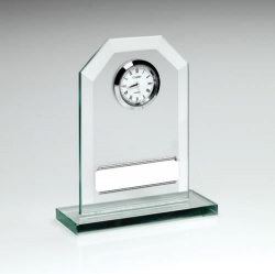 Jade Glass Rectangle Clock with Engraving Plate